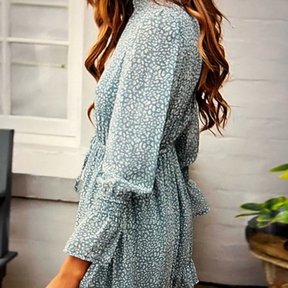 CHRL Chrl Chrltte Wmn Blu Ruffle-Accent LS A-Ln Drs - Picture 2 of 8